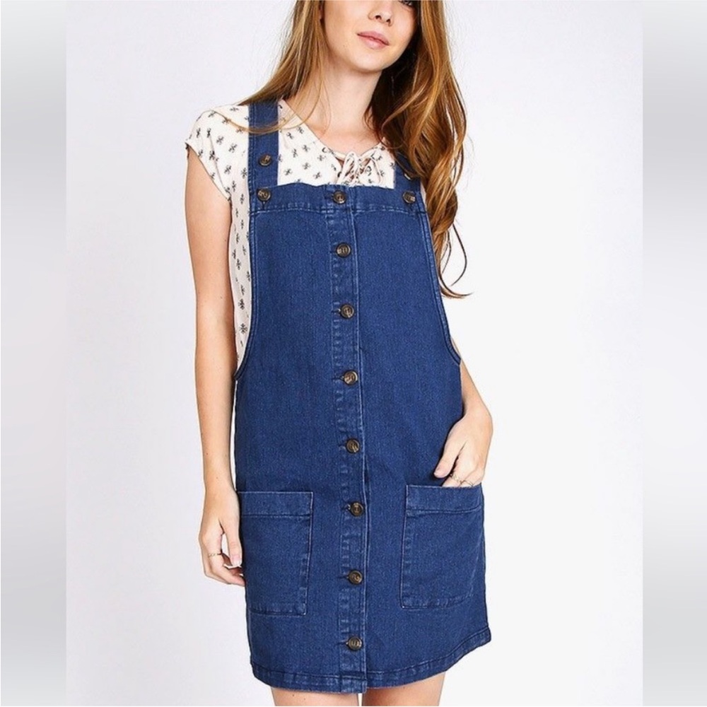 Denim by Ellison, Size Small Blue Denim‎ Button Overall Dress cottagecore